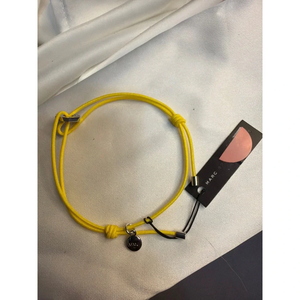 Marc by Marc Jacobs Yellow Cord Hex Nut Adjustable Bracelet Silver Tone NWT
